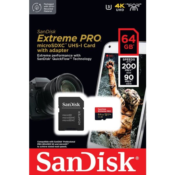 SanDisk Extreme Pro 4K microSD 64 GB  (4K)
