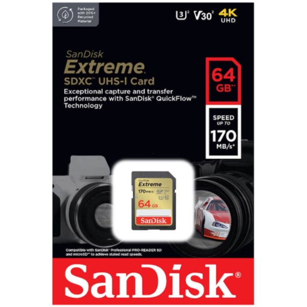 SanDisk Extreme 4K SD Karte 64 GB  (4K)