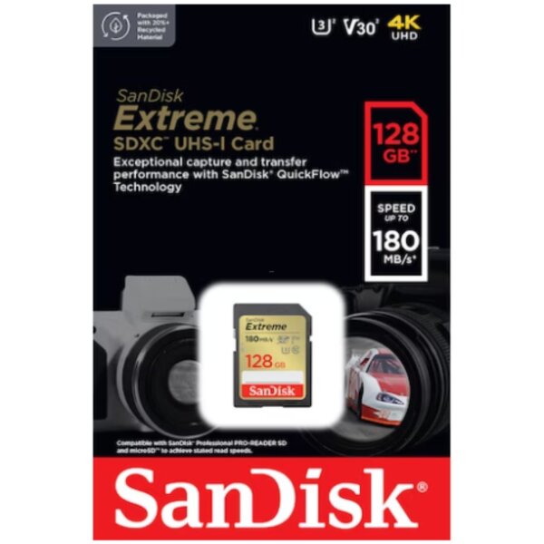 SanDisk Extreme 4K SD Karte 128 GB  (4K)