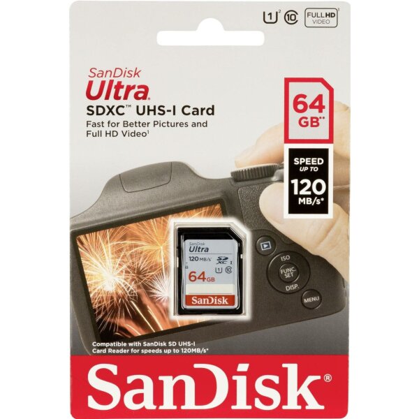 Sandisk Ultra SD Karte 80-120MB/s 64GB (120MB/s)