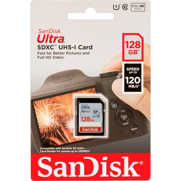 Sandisk Ultra SD Karte 80-120MB/s 128GB (120MB/s)