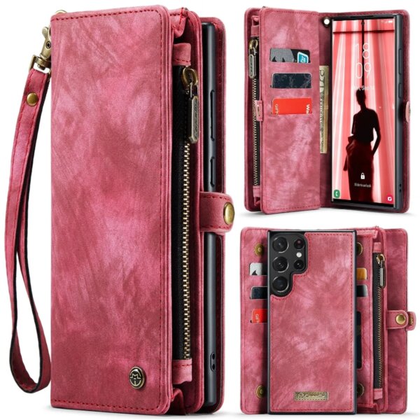 Caseme Samsung Hülle mit Zipper 2in1 Samsung S26 Ultra-Rot