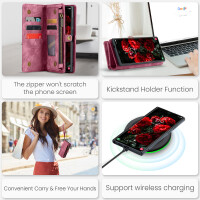 Caseme Samsung Hülle mit Zipper 2in1 Samsung S26 Ultra-Rot