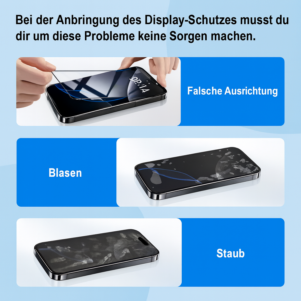 Blasenfreie, staubfreie Montage