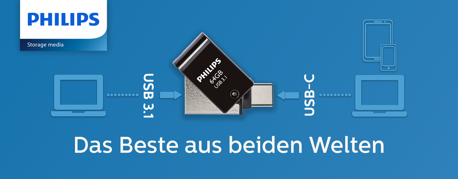 Philips USB 3.1 2-in-1 USB-C USB-A Stick